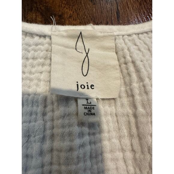 Joie Women's 100% Cotton Gauze Short Sleeve Blouse Sz L Minimalist Chic Comfort - Picture 5 of 8